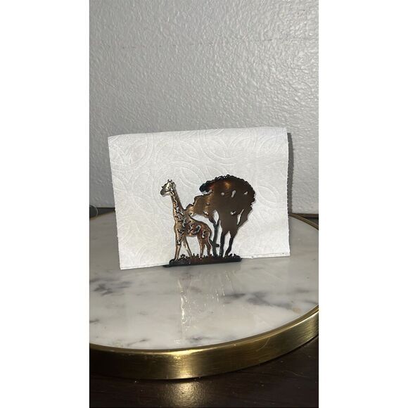 Metal Giraffe Napkin Holder Africa Inspired Metal Art Design Mail Card Holder - Picture 1 of 5